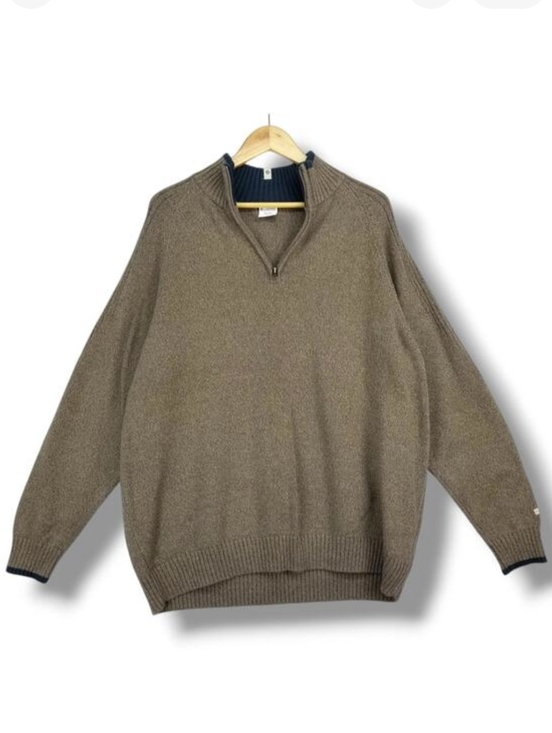 Columbia Other - Columbia 1/4 Zip Pullover‎ Sweater Mens XXL Taupe Brown Navy Blue